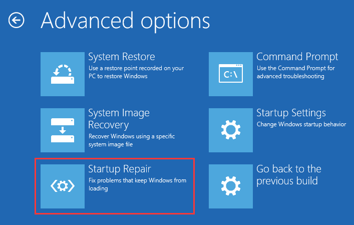 Startup-reparation i WinRE