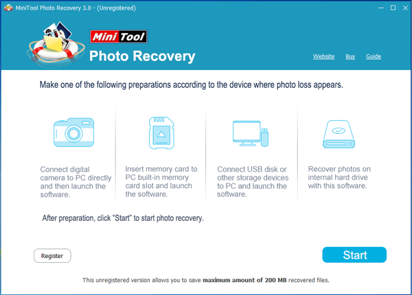 main interface of MiniTool Photo Recovery