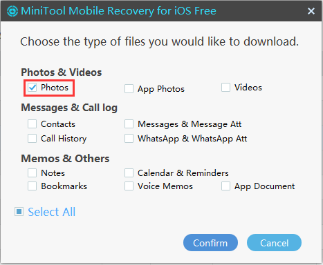 choose to download photos only