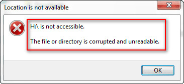 file or directory is corrupted and unreadable
