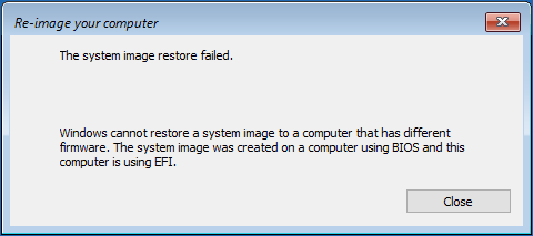 the system image restore failed Windows cannot restore a system image