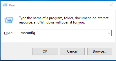 type msconfig and click OK to continue