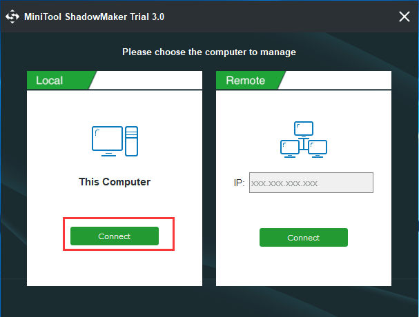 click Connect in This Computer to continue