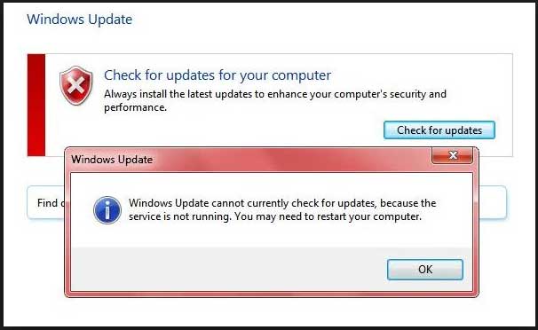 cant check windows updates vista