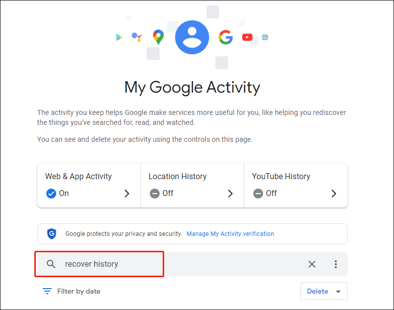 find history via My Google Activity