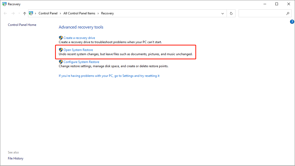 perform system restore