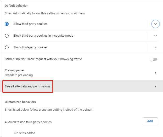 select See all site data and permissions