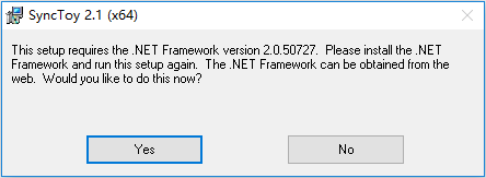 SyncToy requires NET Framework version