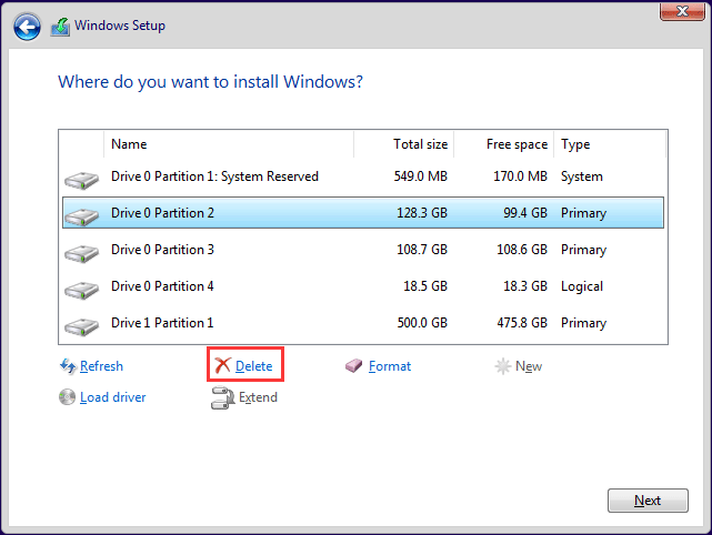 remove all system partitions