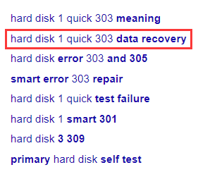 SMART test failed error 303 related Google search
