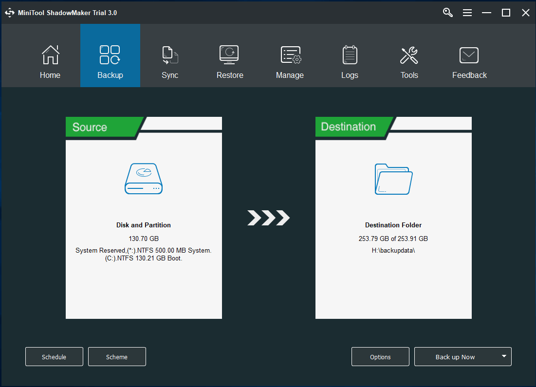 Backup Windows 10 with MiniTool ShadowMaker