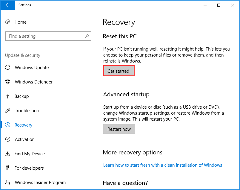 Reset this PC to Repair Windows 10