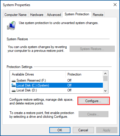 enable system protection in desktop