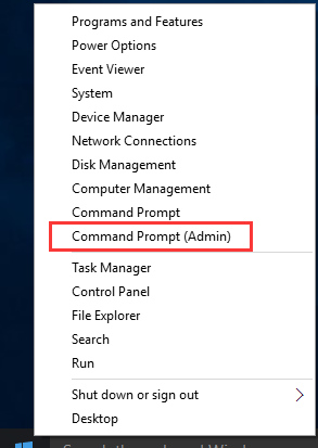 click Command Prompt (Admin)
