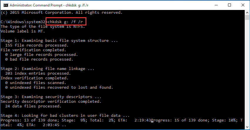 run CHKDSK