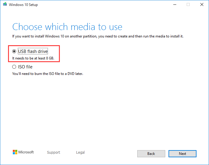 choose USB flash drive