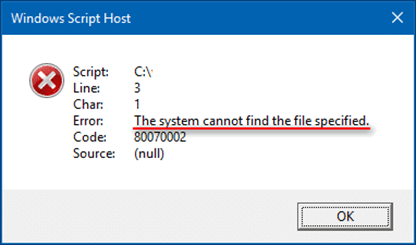 the system cannot find the file specified
