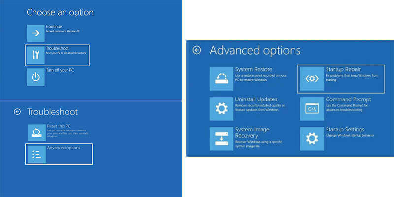 startup repair Windows 10