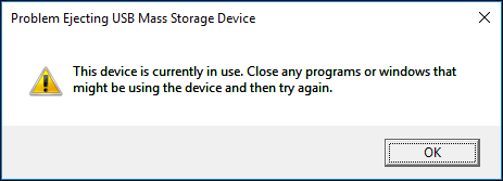 cant eject mass storage device windows 10