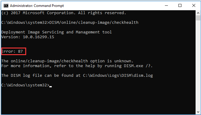 DISM error 87