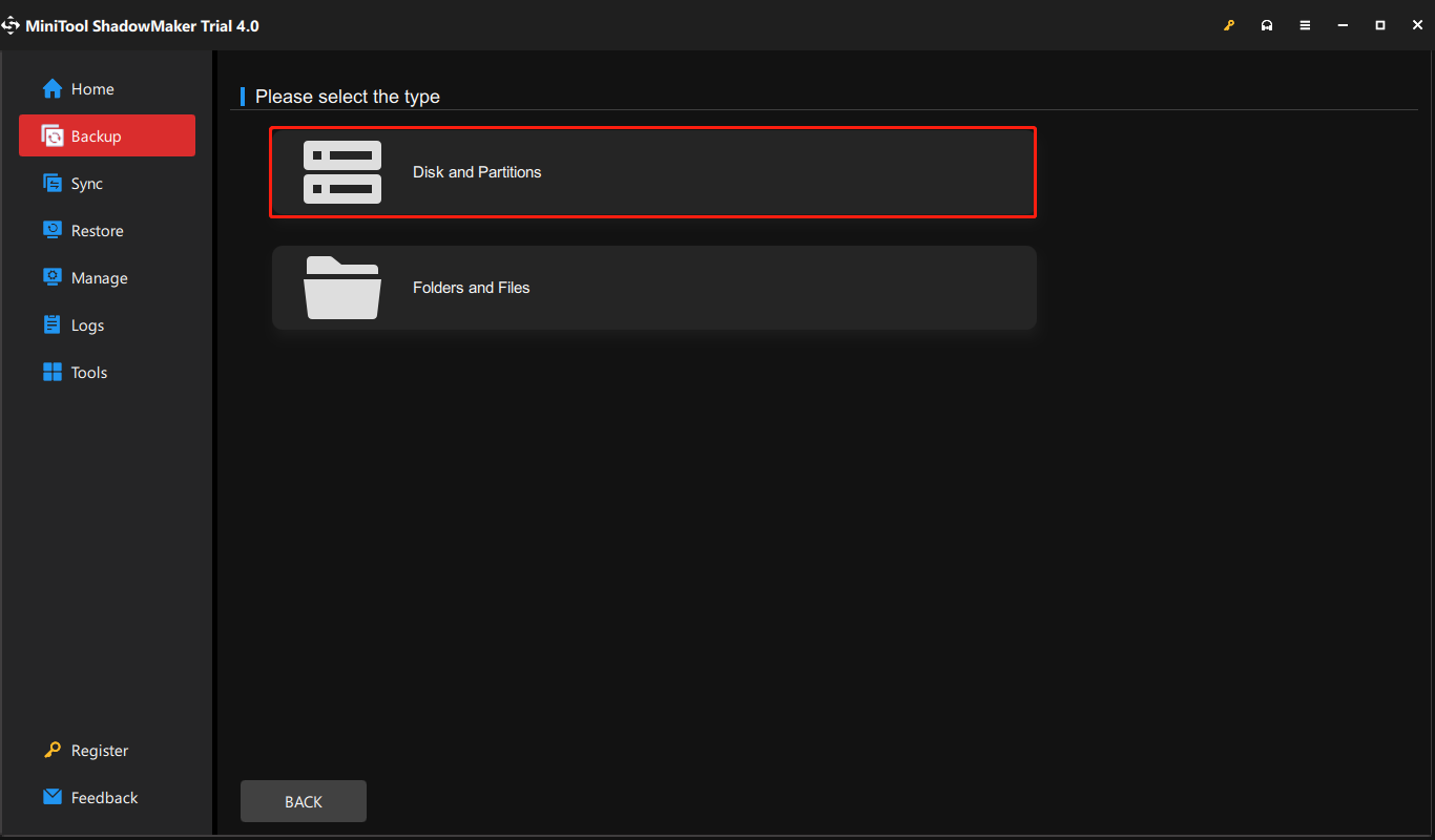 choose Disk and Partitions