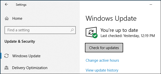 check for updates Windows 10