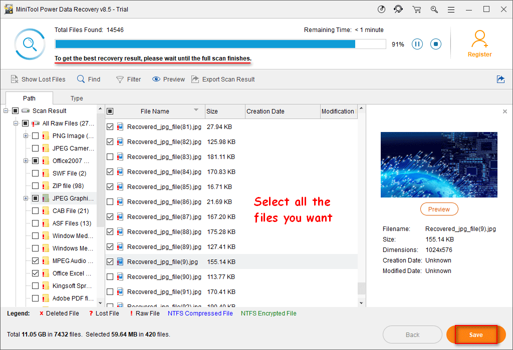 recover lost files with MiniTool Power Data Recovery
