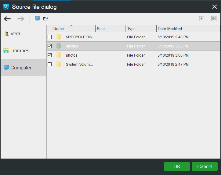 choose source for file sync