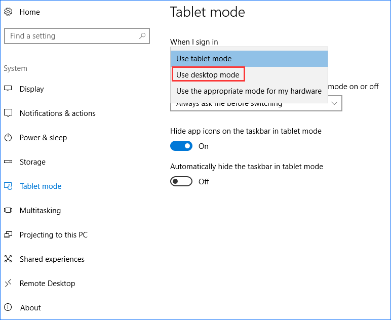 use desktop mode