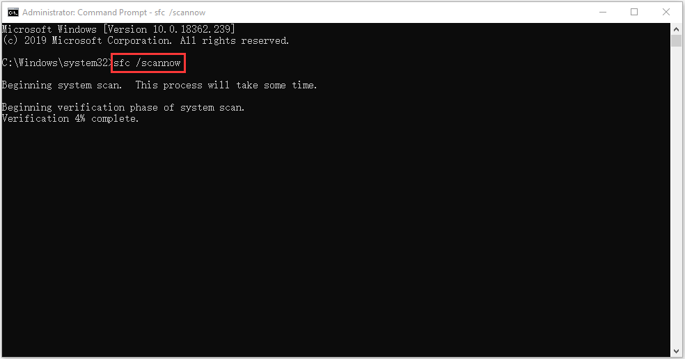 input command to scan the system files