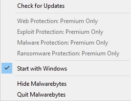 click the Quit Malwarebytes option