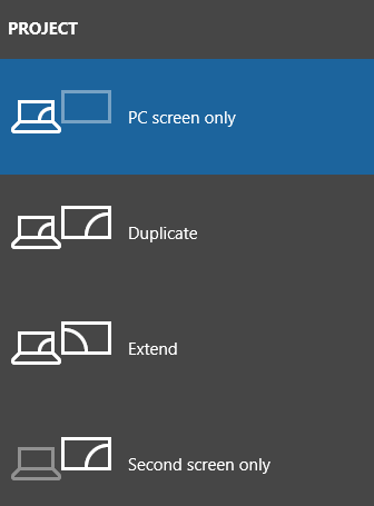 change project setting to PC screen only