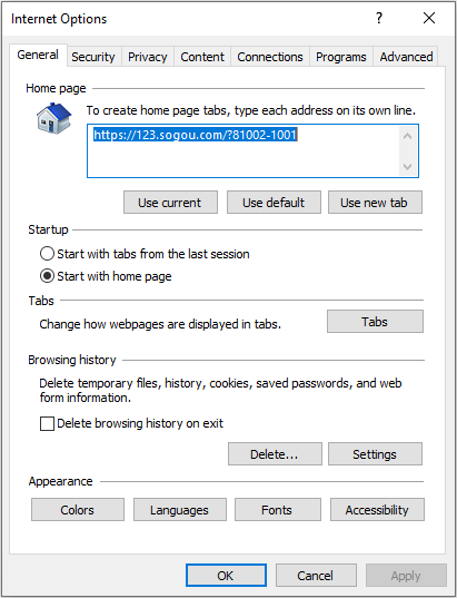 navigate to the General tab
