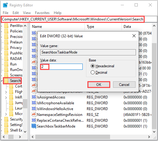 set Value data to 2