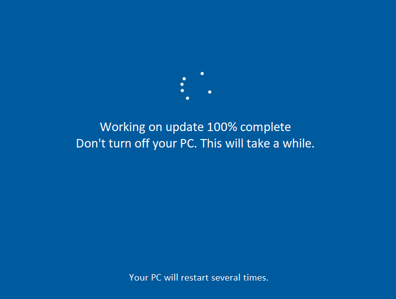 Windows update stuck at 100 error message