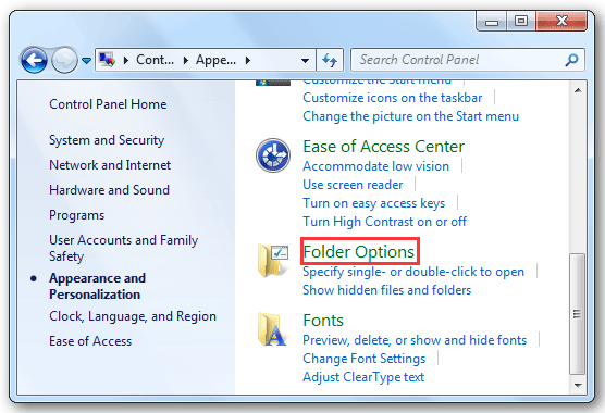 select Folder Options