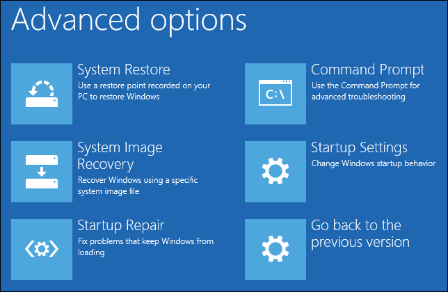 choose Command Prompt in Advanced options