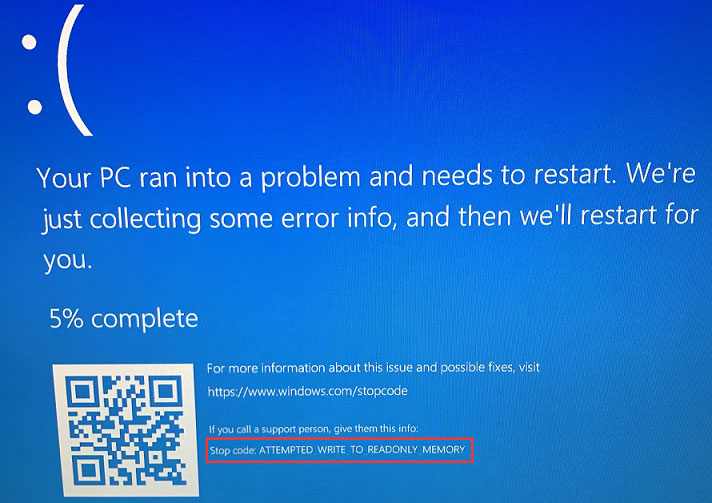 Windows Says Attempted Write To Readonly Memory Bsod Fix It