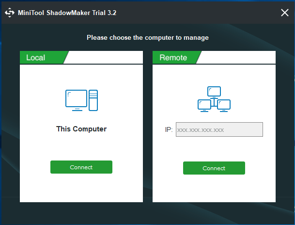 MiniTool ShadowMaker local or remote backup
