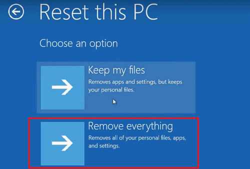 edit boot options factory reset