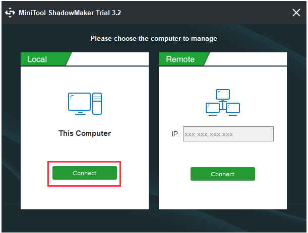 click Connect in This Computer to enter its main interface