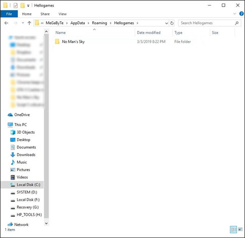 delete save files in No Man’s Sky folder