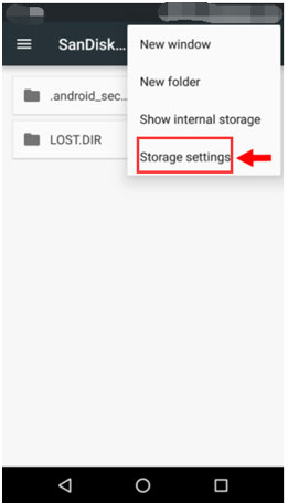 click Storage settings