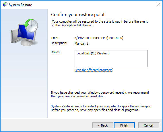 rstrui exe offline windows 10