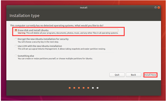 Erase disk and install Ubuntu