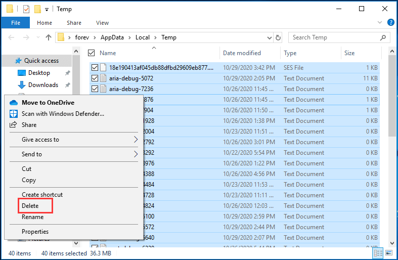 delete all temp files