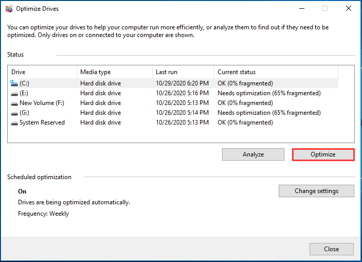 defrag hard drive