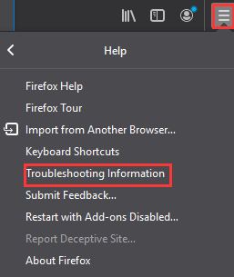 select Troubleshooting Information