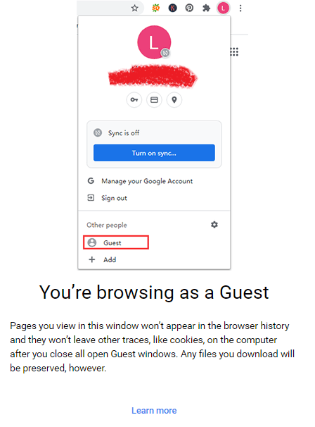 enable and turn off the Guest Mode error code m7363 1260 00000021