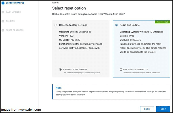 choose Reset to Factory Setting or Reset and update